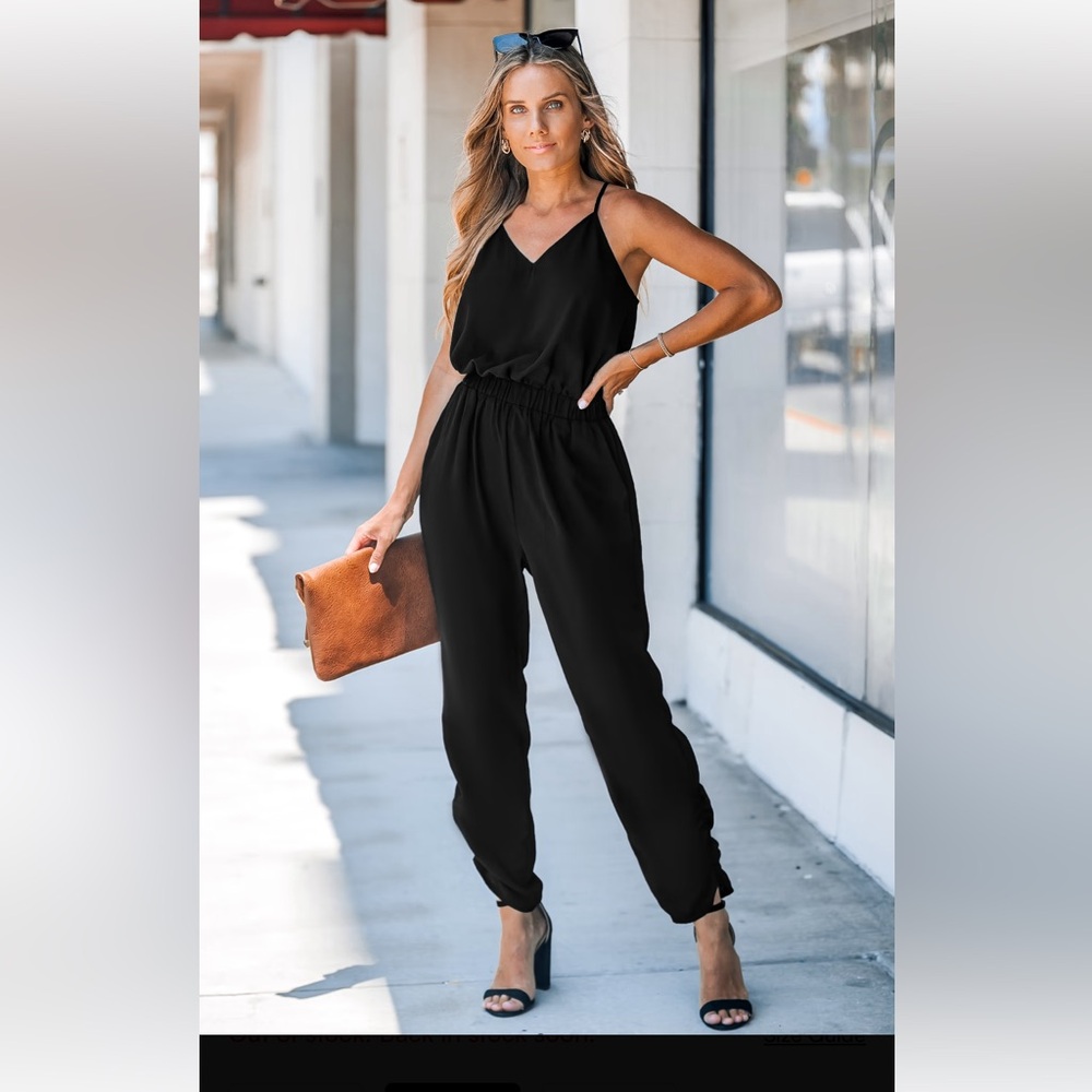 #7 Large Cupshe Elegant Black Sleeveless Jumpsuit - Picture 4 of 8